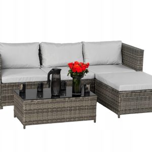 Narożnik Ogrodowy Komplet Technorattan Modułowy Zestaw na Taras BOSTON 5os